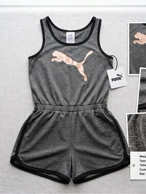 Puma Grey Tank Romper with Rose Gold Puma Logo